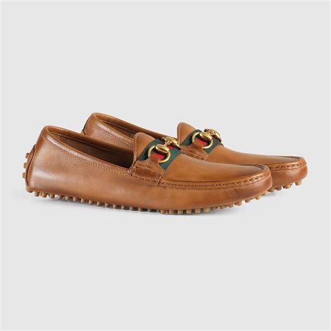 gucci cognac leather moccasin driving loafer women's|gucci slip on loafers.